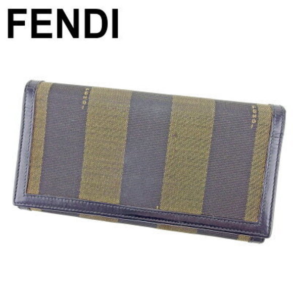 FENDI long Wallet zipper Pecan black beige Leather - Picture 1 of 6